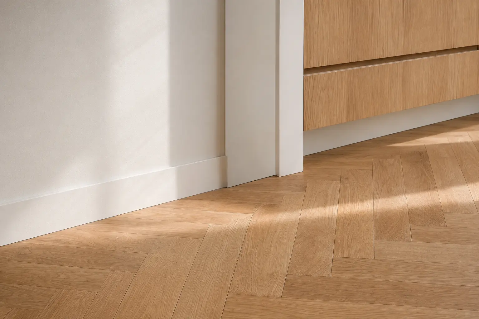 Detalle de suelo de parquet en un espacio interior
